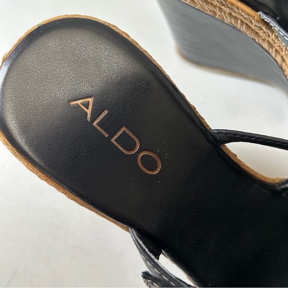Aldo Black Strappy Wedge Sandals with Espadrille Detail Size 37 - Picture 13 of 16